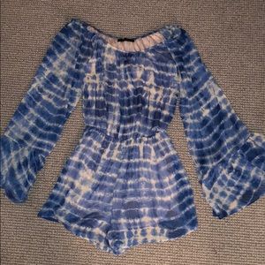 Blue & white tie-dye romper